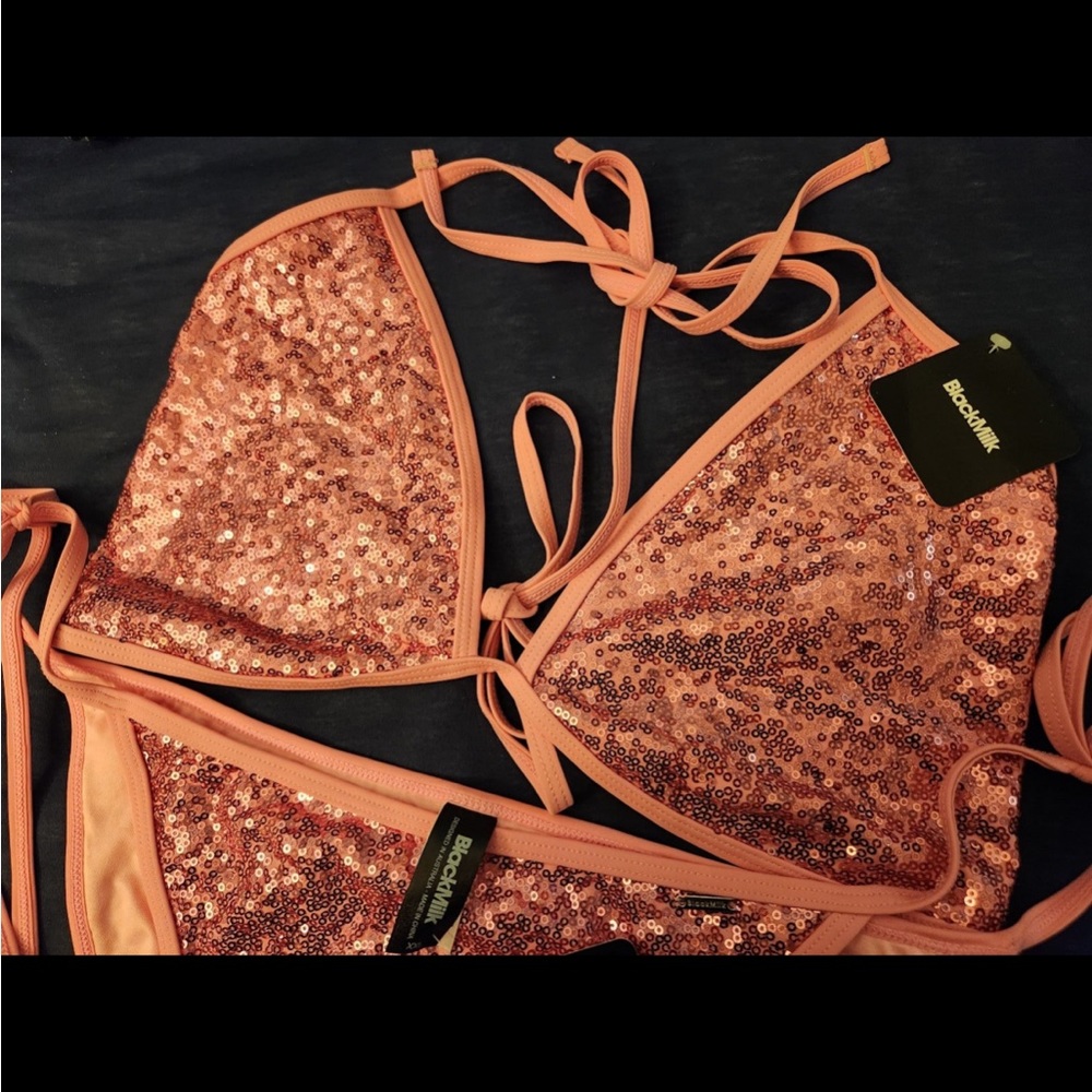 Blackmilk Sparkle Sparkle Sequin Hot Pink Cheeky Bikini Set - Picture 3 of 5